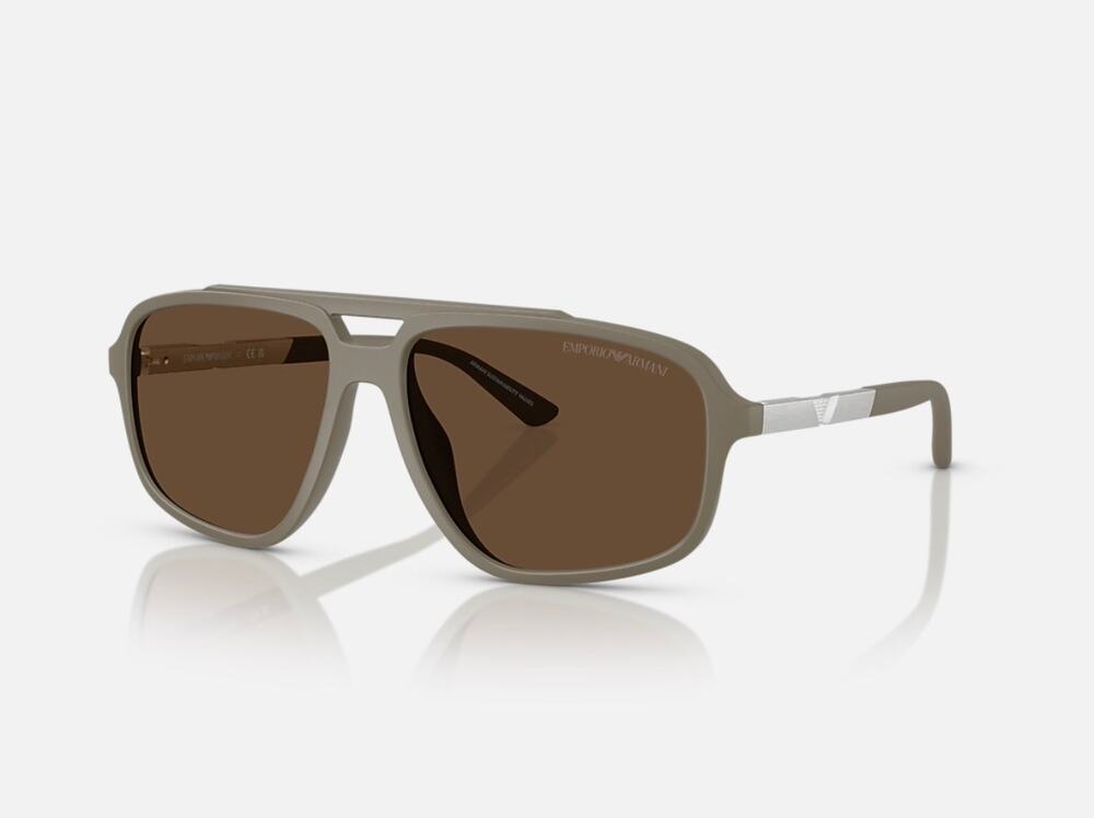 Emporio Armani EA4236U Matte Beige Brown Aviator Sunglasses 59mm NWT
